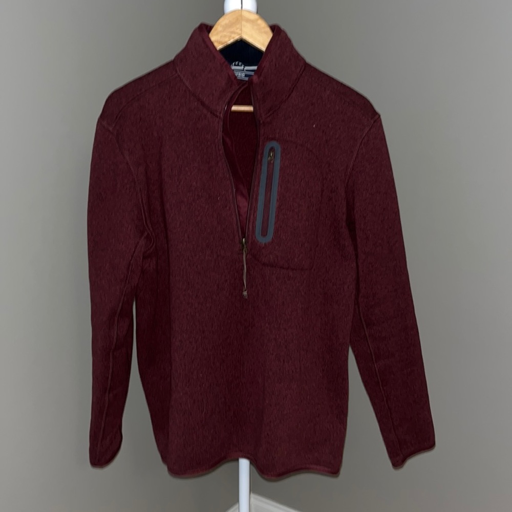 Men’s Lands End Fleece Lined Sweater with Corduroy lined Collar, Size Medium.
